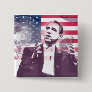 Bóton Quadrado 5.08cm Barack Obama - Botão