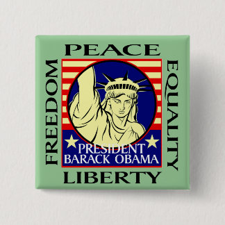 Bóton Quadrado 5.08cm BARACK OBAMA GANHA! - Personalizado