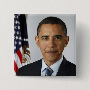 Bóton Quadrado 5.08cm Barack Obama Presidente dos EUA Casa Branca Retrat
