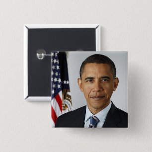 Bóton Quadrado 5.08cm Barack Obama Presidente dos EUA Casa Branca Retrat
