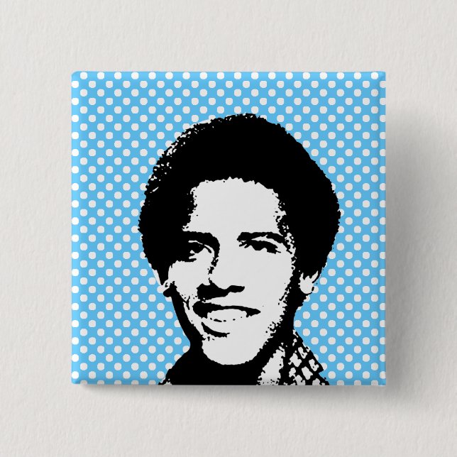 Bóton Quadrado 5.08cm Barack Obama retro (Frente)