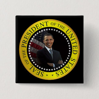 Bóton Quadrado 5.08cm Barack Obama - selo presidencial