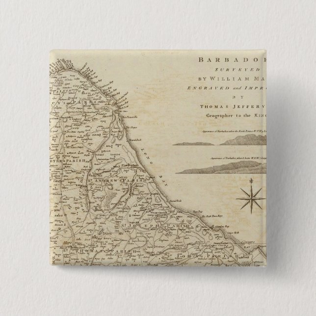 Bóton Quadrado 5.08cm Barbados (Frente)