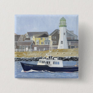 Bóton Quadrado 5.08cm Barco Lagosta Porto de Scituate