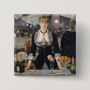 Bóton Quadrado 5.08cm Barmaid Girl vitoriana em Folies Bergere, França