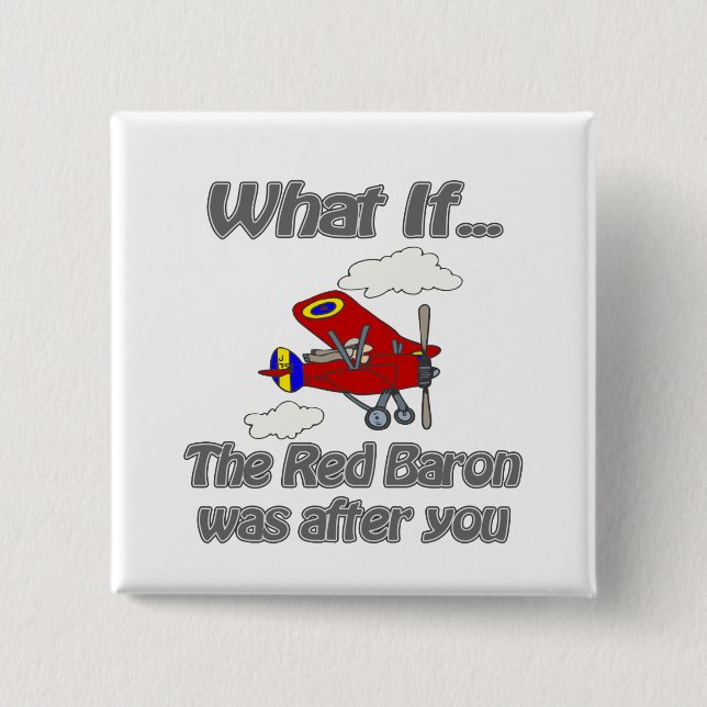 Bóton Quadrado 5.08cm Baron vermelho (Frente)