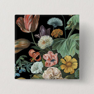 Bóton Quadrado 5.08cm Barroco Floral - Buquê de Flores