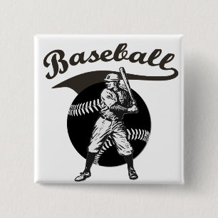 Bóton Quadrado 5.08cm Baseball:Botão Vintage