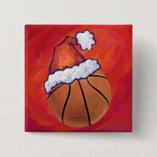 Bóton Quadrado 5.08cm Basquete em Santa Hat