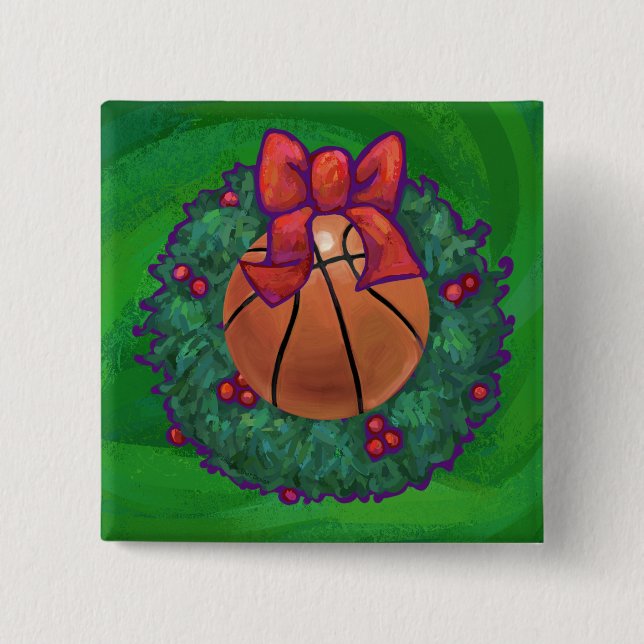 Bóton Quadrado 5.08cm Basquete na Fúria de Natal (Frente)