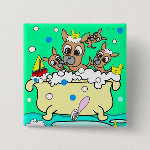 Bóton Quadrado 5.08cm Bathtub Chihuahua Puppy Botão 1