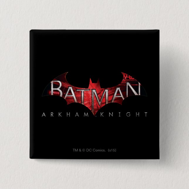 Bóton Quadrado 5.08cm Batman Arkham - Knight - Logotipo Vermelho (Frente)