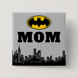 Bóton Quadrado 5.08cm Batman - Cidade de Gotham   Mãe de aniversário