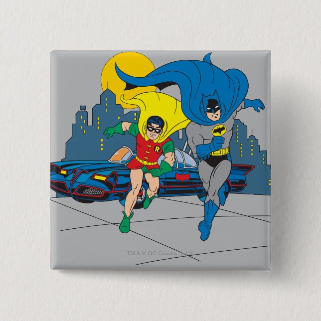Bóton Quadrado 5.08cm Batman E Robin Running (Frente)