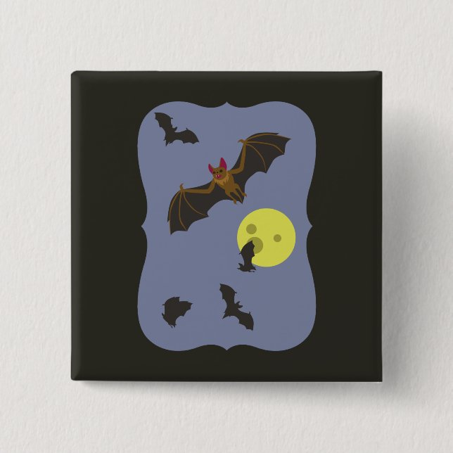 Bóton Quadrado 5.08cm Bats de Halloween Spooky (Frente)