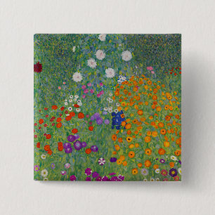 Bóton Quadrado 5.08cm Bauerngarten, Pintura a Óleo, Gustav Klimt