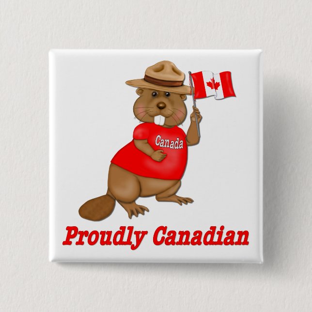 Bóton Quadrado 5.08cm Beaver orgulhosamente canadense (Frente)