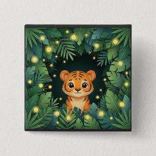 Bóton Quadrado 5.08cm Bebê Tigre Fofo Selva Adorável Floresta de Vaga-Lu