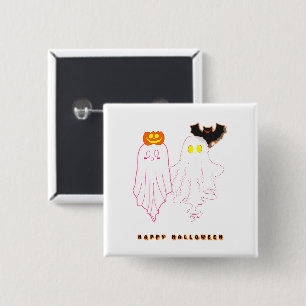 Bóton Quadrado 5.08cm Bebês Fantasmas Fofos Botão de Halloween