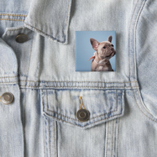 Bóton Quadrado 5.08cm Bebês Mais Pobres Bulldog Arco Rosa Francês