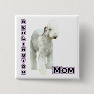 Bóton Quadrado 5.08cm Bedlington Terrier Mãe 4 - Botão