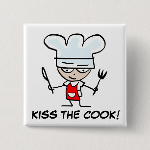 Bóton Quadrado 5.08cm Beije o cozinheiro! botão de pinback