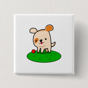 Bóton Quadrado 5.08cm Bela caricatura de cachorrinho