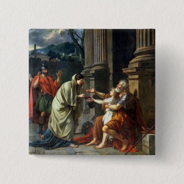 Bóton Quadrado 5.08cm Belisarius que implora pela esmola, 1781 (Frente)
