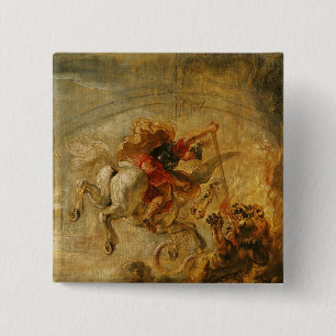 Bóton Quadrado 5.08cm Bellerophon que monta Pegasus que luta o