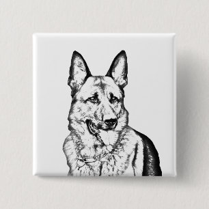 Bóton Quadrado 5.08cm Belo Botão do Pino - German shepherd