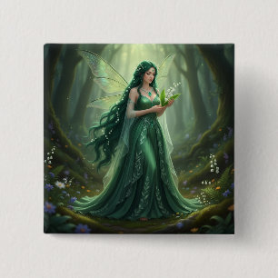 Bóton Quadrado 5.08cm Belo polo de maio, Emerald Fairy