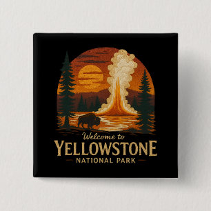 Bóton Quadrado 5.08cm Bem-vindo à Embroiderme Yellowstone Nacional EUA