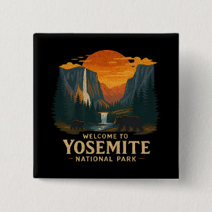 Bóton Quadrado 5.08cm Bem-vindo à Embroiderme Yosemite Nacional EUA