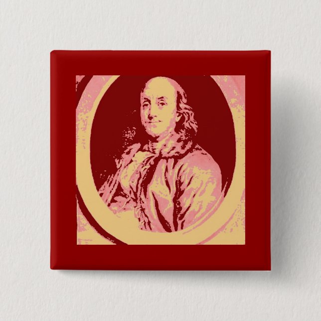 Bóton Quadrado 5.08cm Benjamin Franklin (Frente)