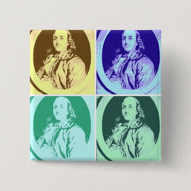 Bóton Quadrado 5.08cm Benjamin Franklin (Frente)