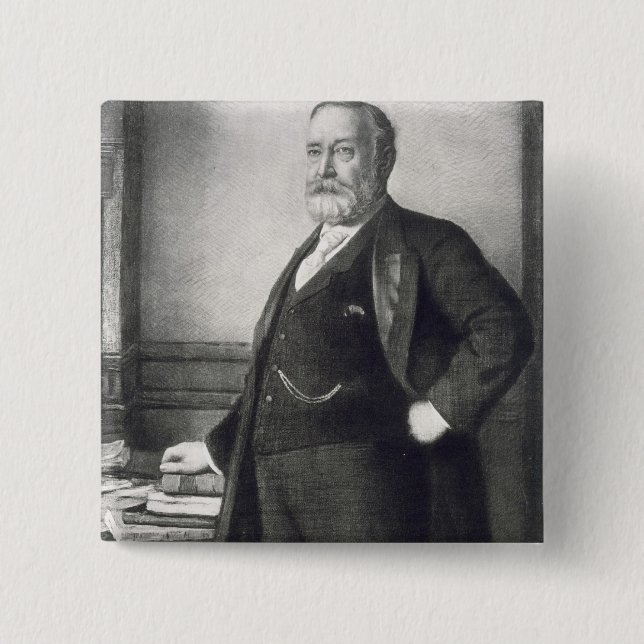 Bóton Quadrado 5.08cm Benjamin Harrison (1833-1901), 2ó presidente de t (Frente)