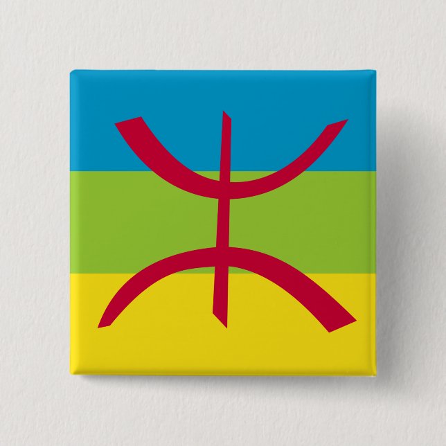 Bóton Quadrado 5.08cm Berber Kabyle Berbers Amazigh Flag Crachá Pin  (Frente)