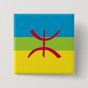 Bóton Quadrado 5.08cm Berber Kabyle Berbers Amazigh Flag Crachá Pin 