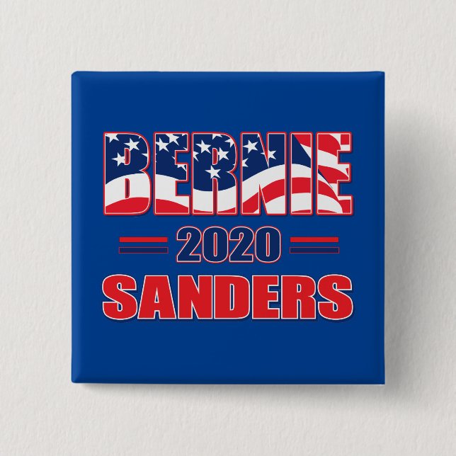 Bóton Quadrado 5.08cm Bernie Sanders para Presidente em 2020 (Frente)