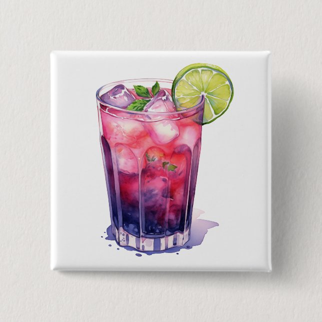 Bóton Quadrado 5.08cm Berry Mojito Com Limão (Frente)