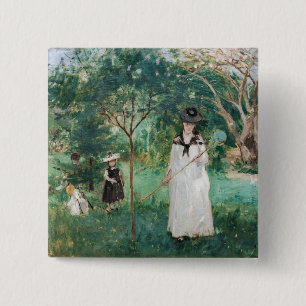 Bóton Quadrado 5.08cm Berthe Morisot - A Caça À Borboleta