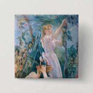 Bóton Quadrado 5.08cm Berthe Morisot - A Colhedora de Cerejas