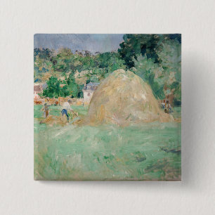Bóton Quadrado 5.08cm Berthe Morisot - Haystacks em Bougal