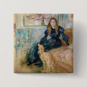 Bóton Quadrado 5.08cm Berthe Morisot - Julie e o seu Greyhound Laerte
