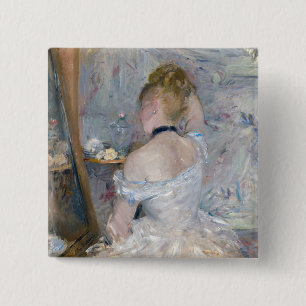 Bóton Quadrado 5.08cm Berthe Morisot - Mulher na sua Toilette