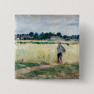 Bóton Quadrado 5.08cm Berthe Morisot - No campo de rodas em Gennevillier