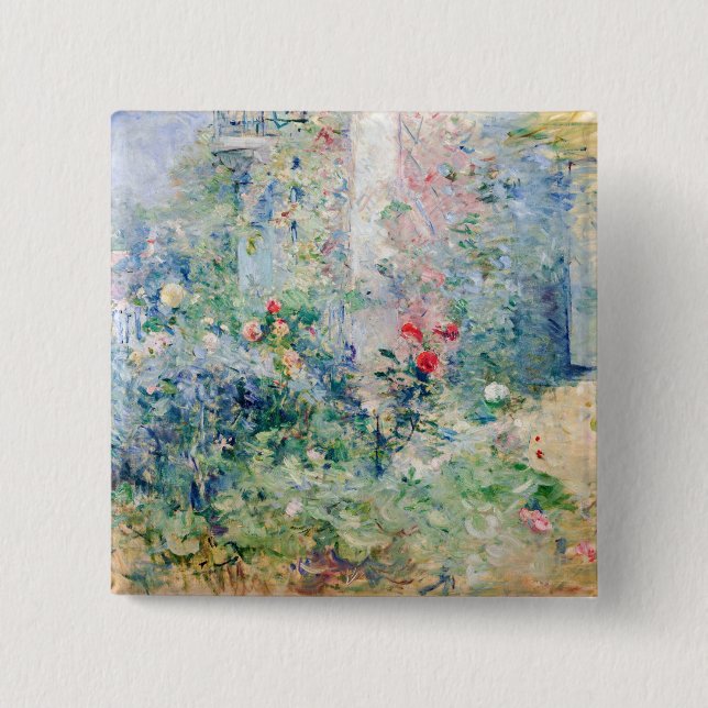 Bóton Quadrado 5.08cm Berthe Morisot - O Jardim de Bougal (Frente)