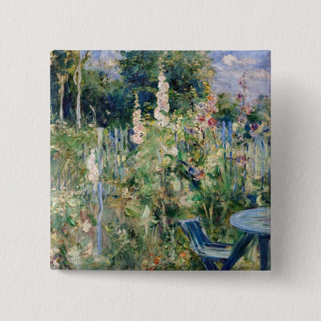 Bóton Quadrado 5.08cm Berthe Morisot - Rosas Tremieres (Frente)