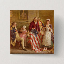 Bóton Quadrado 5.08cm Betsy Ross, 1777 (História Americana) (Patriota do