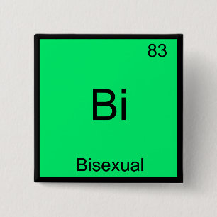 Bóton Quadrado 5.08cm Bi - Símbolo de Elemento de Química Bissexual Fu